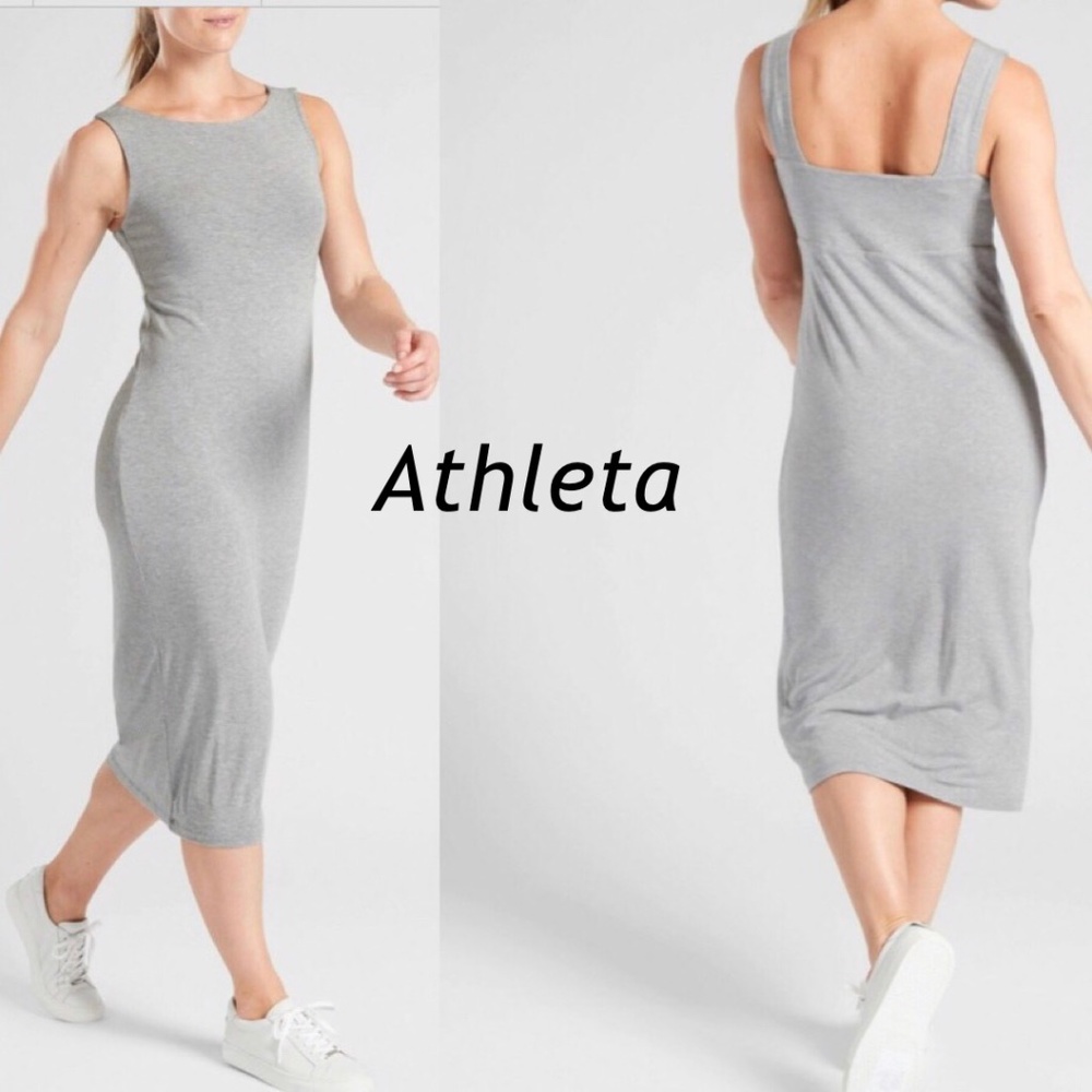 LAST Chance donating NEW with tags! Athleta jersey knit grey dress Size M